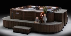 Create you own personal hot tub area with benchs, seats, planters & storage areas.