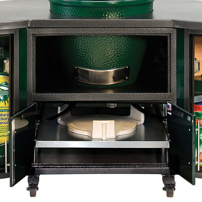 Big Green Egg Cooking Island large full table open view