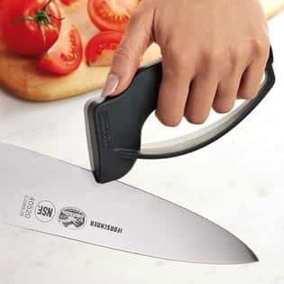 knife sharpener being used