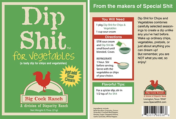 Dip Shit for vegetables label
